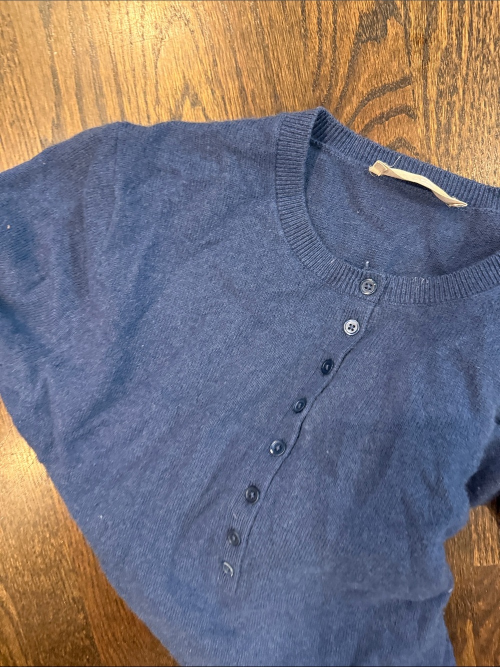 Everlane Deep Blue Button-Front Crew Sweater - Picture 5 of 7